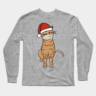 Christmas Kitty Cat in Santa Hat Long Sleeve T-Shirt